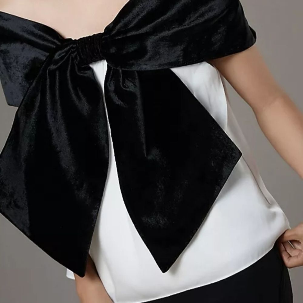 Anthropologie Black and White Bow Blouse